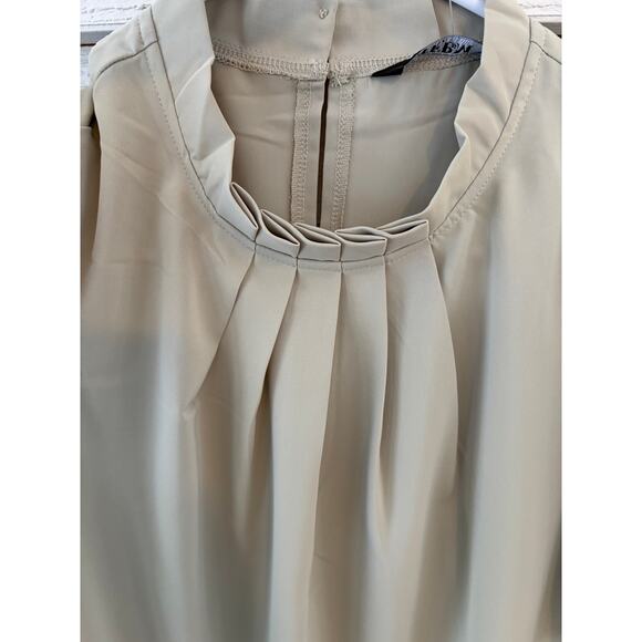 BTFBM Pleated Mock Neck Blouse | Lace Trim Puff Sleeve Top | Size M | New With T - Picture 6 of 7